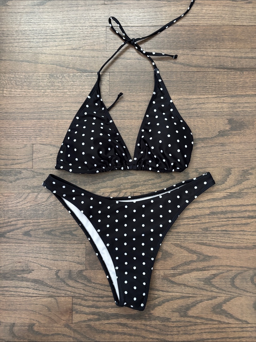 Black Polka Dot Halter Bikini Top & Bottom - Women Swim - Picture 7 of 9